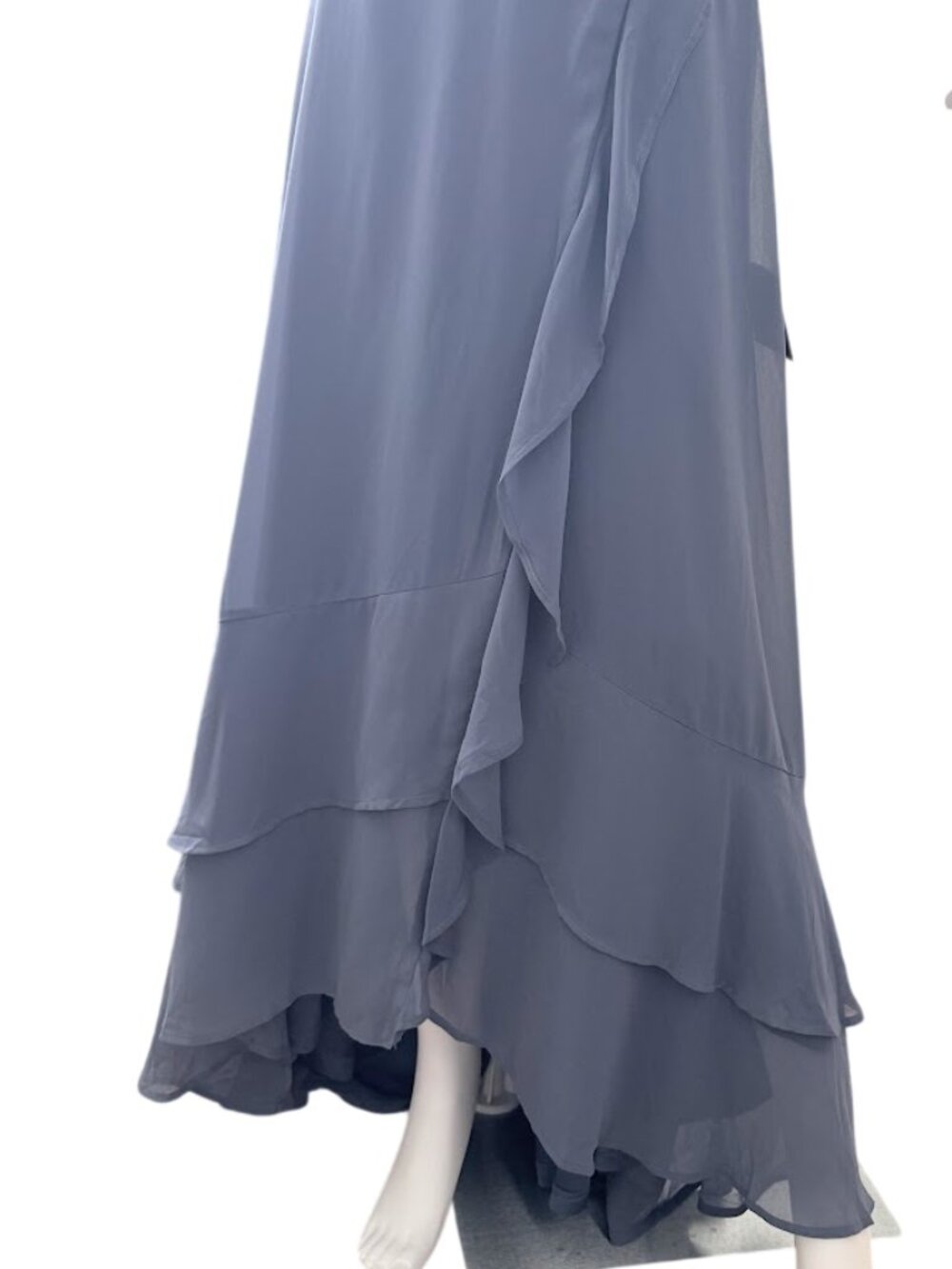Lulus Blue Wrap Maxi Dress Bridesmaid Formal Ruffle Lace Up Back M NWT - Picture 5 of 10